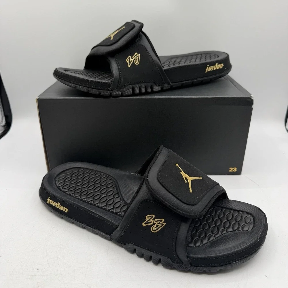 Air Jordan Hydro 2 Premier Slide Mens Mens Sz 13 Black/Metallic Gold Sandals